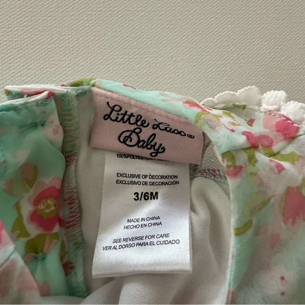 Little Lass Baby Girl 3-6 Months Top Pants Set Outfit Turquoise Sparkle Tulle - Picture 6 of 9
